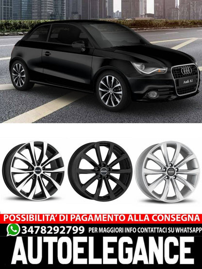 CERCHI CERCHIO IN LEGA 17" 18" Adatto per AUDI A1 MAK WOLF NERO SILVER