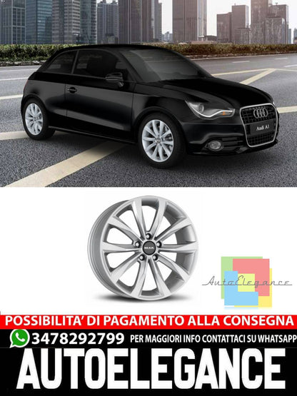 CERCHI CERCHIO IN LEGA 17" 18" Adatto per AUDI A1 MAK WOLF NERO SILVER