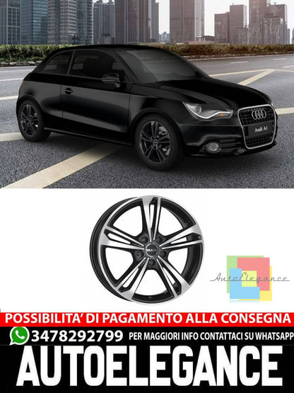 CERCHI CERCHIO IN LEGA 15" 17" Adatto per AUDI A1 MAK EMBLEMA NERO, NERO LUCIDO