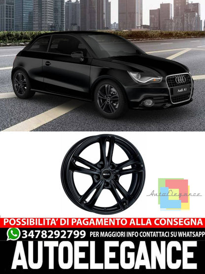 CERCHI CERCHIO IN LEGA 15" 17" Adatto per AUDI A1 MAK EMBLEMA NERO, NERO LUCIDO