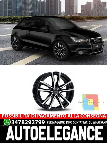 CERCHI CERCHIO IN LEGA 15" 17" Adatto per AUDI A1 MAK MILANO NERO ROSSO
