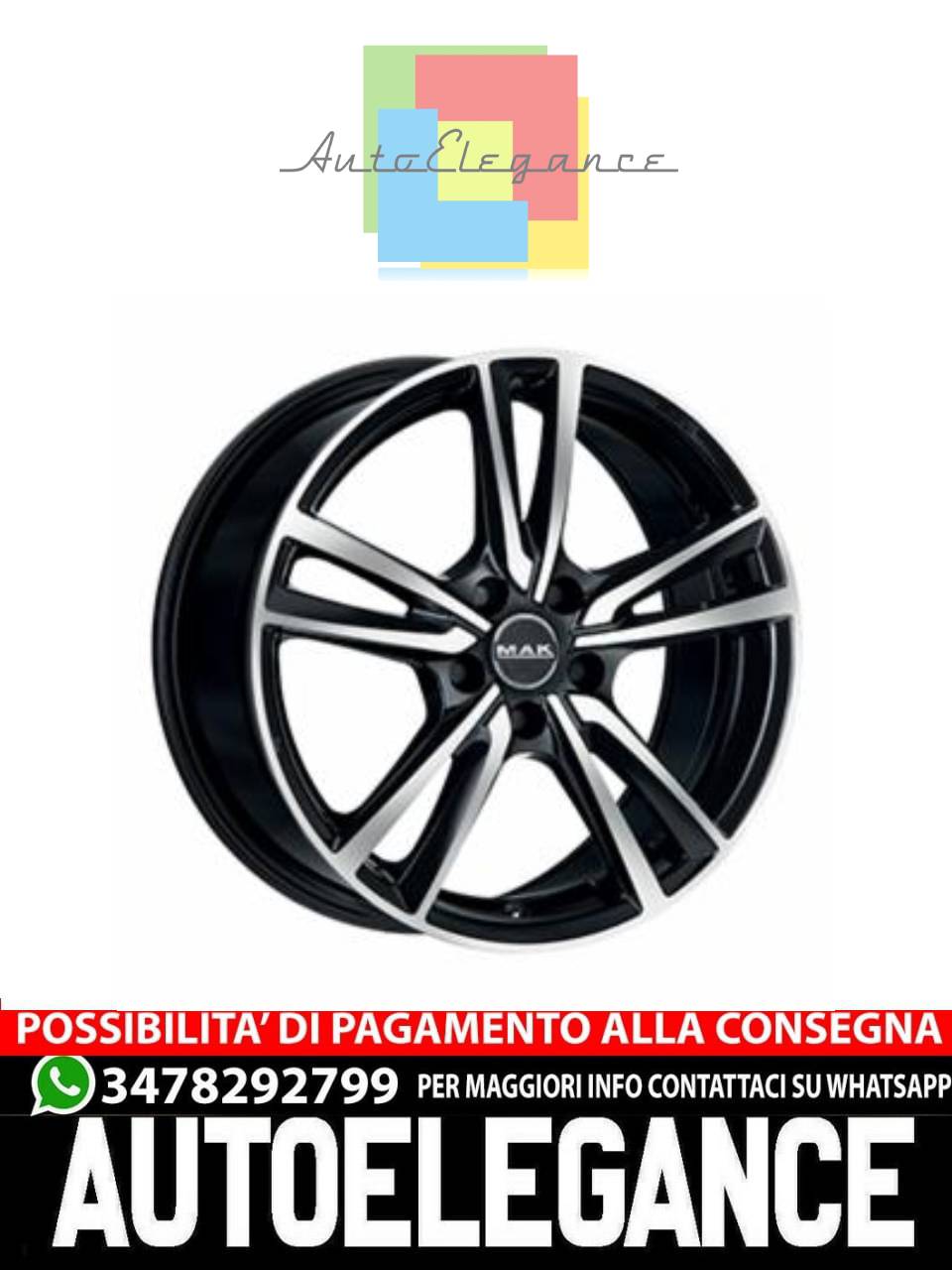 CERCHI CERCHIO IN LEGA 17" Adatto per AUDI A1 MAK ICONA NERO