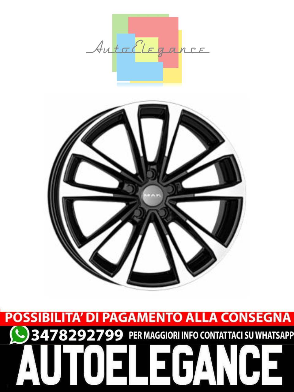 CERCHI CERCHIO IN LEGA 17" Adatto per AUDI A1 MAK MAIN FINITURA NERO