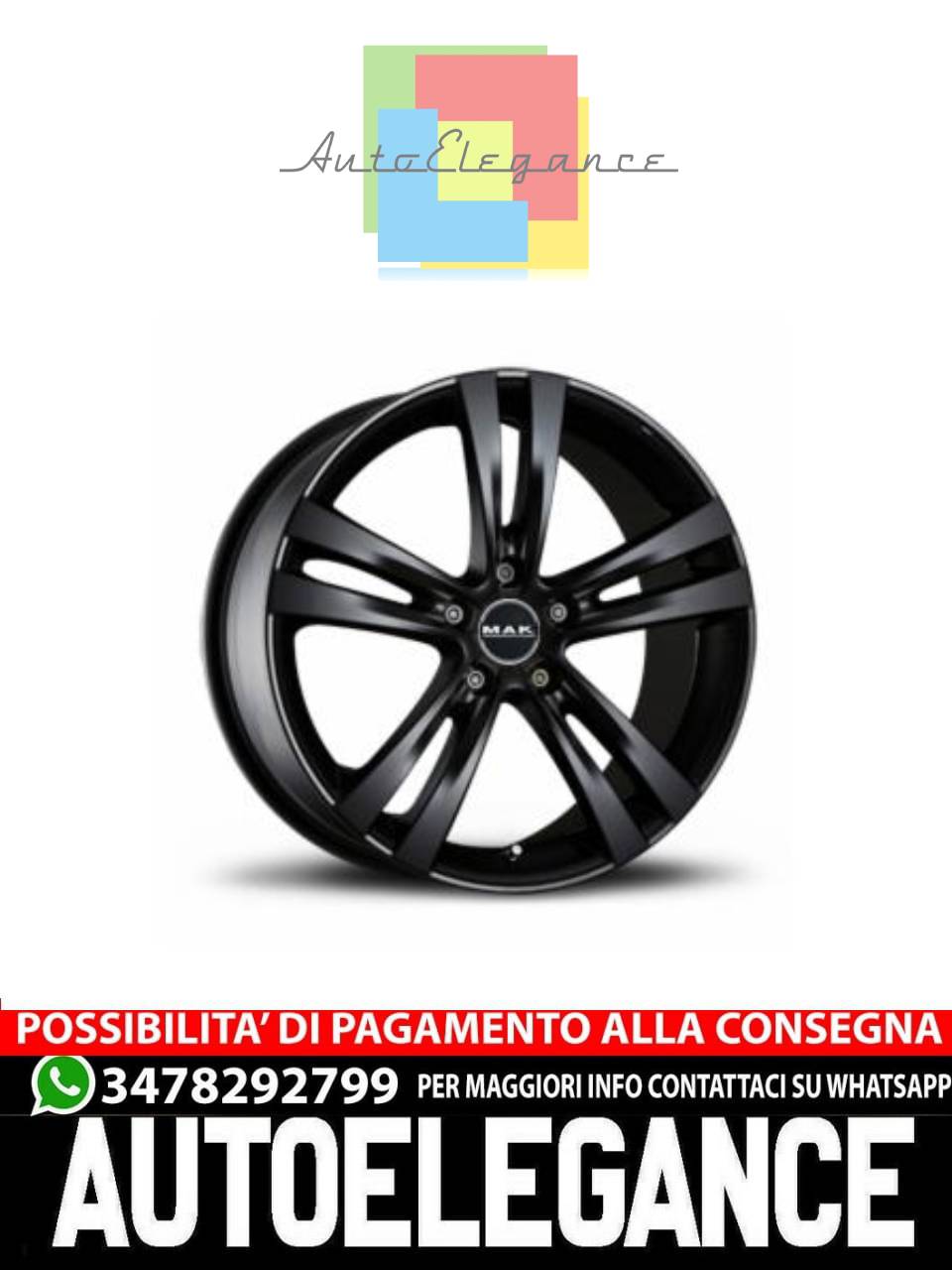 CERCHI CERCHIO IN LEGA 17" Adatto per AUDI A1 MAK ZENITH NERO OPACO
