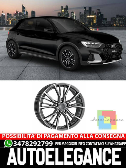 CERCHI CERCHIO IN LEGA 16" Adatto per AUDI A1 MAK UNION NERO SILVER