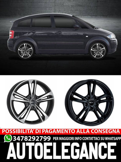 CERCHI CERCHIO IN LEGA 16" Adatto per AUDI A2 MAK EMBLEMA NERO, NERO OPACO