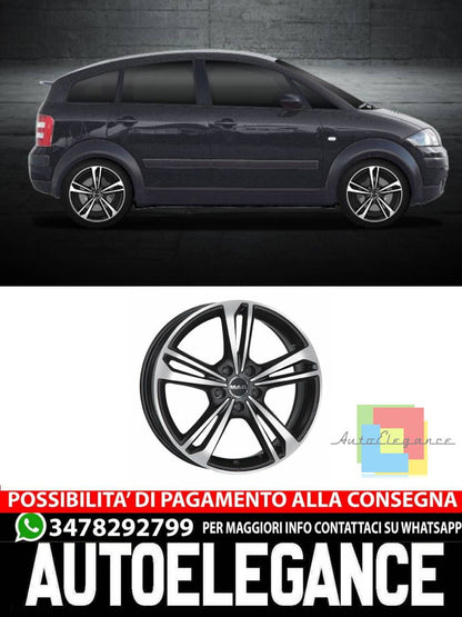 CERCHI CERCHIO IN LEGA 16" Adatto per AUDI A2 MAK EMBLEMA NERO, NERO OPACO