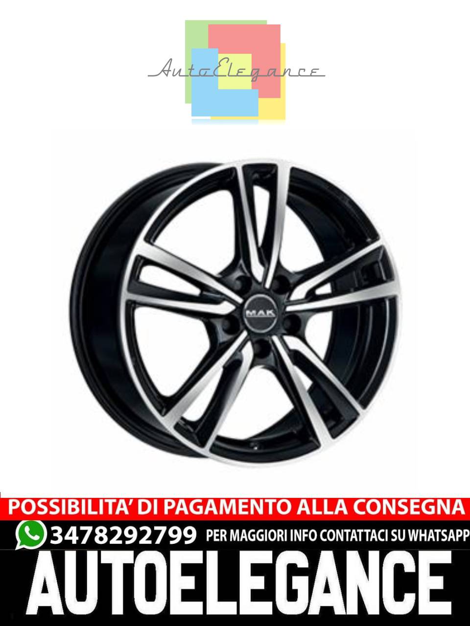 CERCHI CERCHIO IN LEGA 17" Adatto per AUDI A2 MAK ICONA NERO