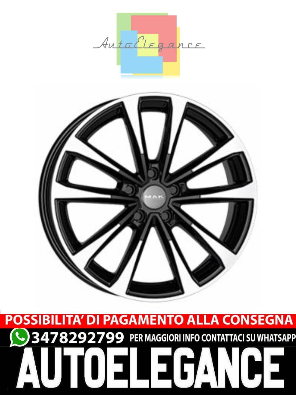 CERCHI CERCHIO IN LEGA 17" Adatto per AUDI A2 MAK MAIN NERO