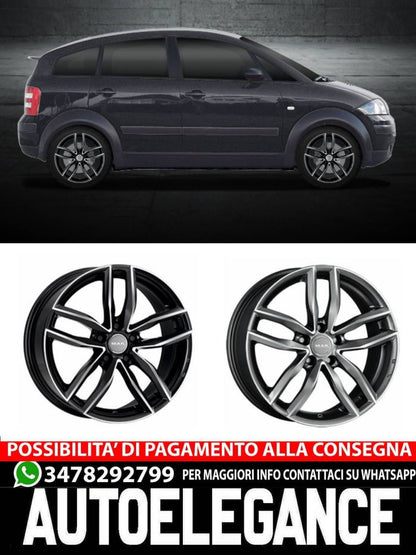 CERCHI CERCHIO IN LEGA 16" Adatto per AUDI A2 MAK SARTHE W NERO, SILVER