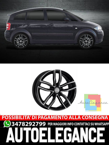CERCHI CERCHIO IN LEGA 16" Adatto per AUDI A2 MAK SARTHE W NERO, SILVER