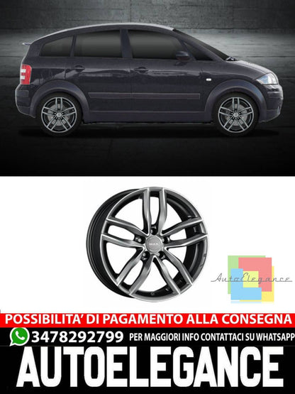CERCHI CERCHIO IN LEGA 16" Adatto per AUDI A2 MAK SARTHE W NERO, SILVER