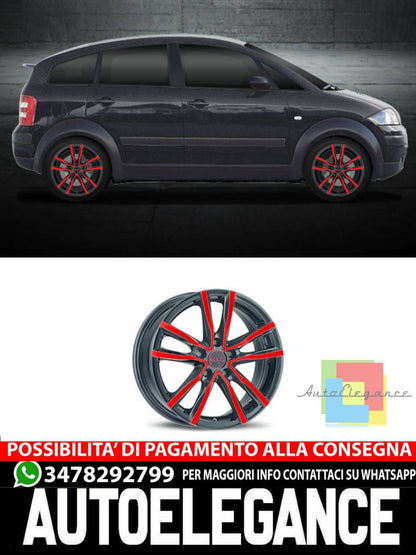 CERCHI CERCHIO IN LEGA 16" Adatto per AUDI A2 MAK MILANO NERO, ROSSO NERO