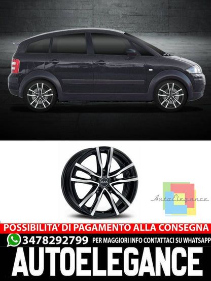 CERCHI CERCHIO IN LEGA 16" Adatto per AUDI A2 MAK MILANO NERO, ROSSO NERO