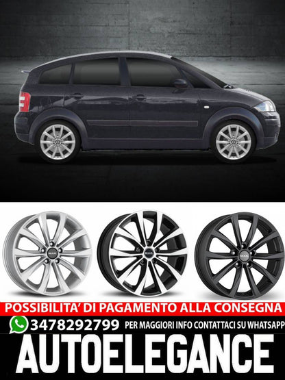 CERCHI CERCHIO IN LEGA 16" Adatto per AUDI A2 MAK WOLF NERO, SILVER, NERO LUCIDO