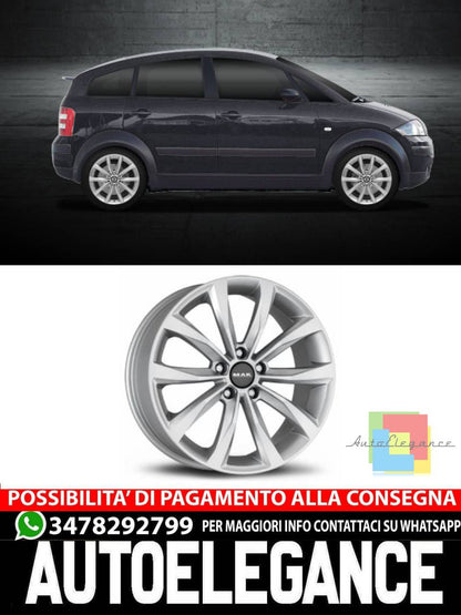 CERCHI CERCHIO IN LEGA 16" Adatto per AUDI A2 MAK WOLF NERO, SILVER, NERO LUCIDO