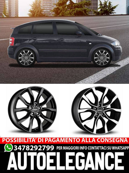 CERCHI CERCHIO IN LEGA 16" Adatto per AUDI A2 MAK KOLN W NERO, NERO LUCIDO