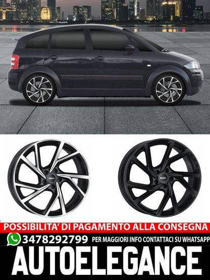 CERCHI CERCHIO IN LEGA 16" Adatto per AUDI A2 MAK KASSEL NERO, NERO LUCIDO