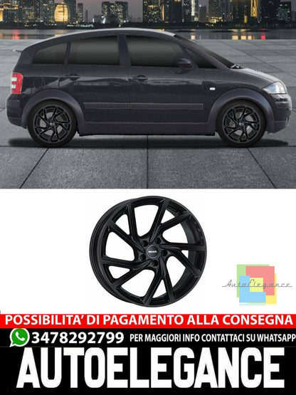 CERCHI CERCHIO IN LEGA 16" Adatto per AUDI A2 MAK KASSEL NERO, NERO LUCIDO