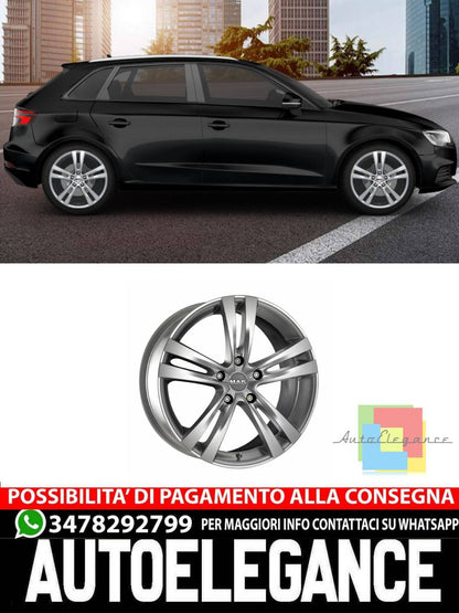 CERCHI CERCHIO IN LEGA 16" Adatto per AUDI A3 MAK ZENITH NERO, SILVER