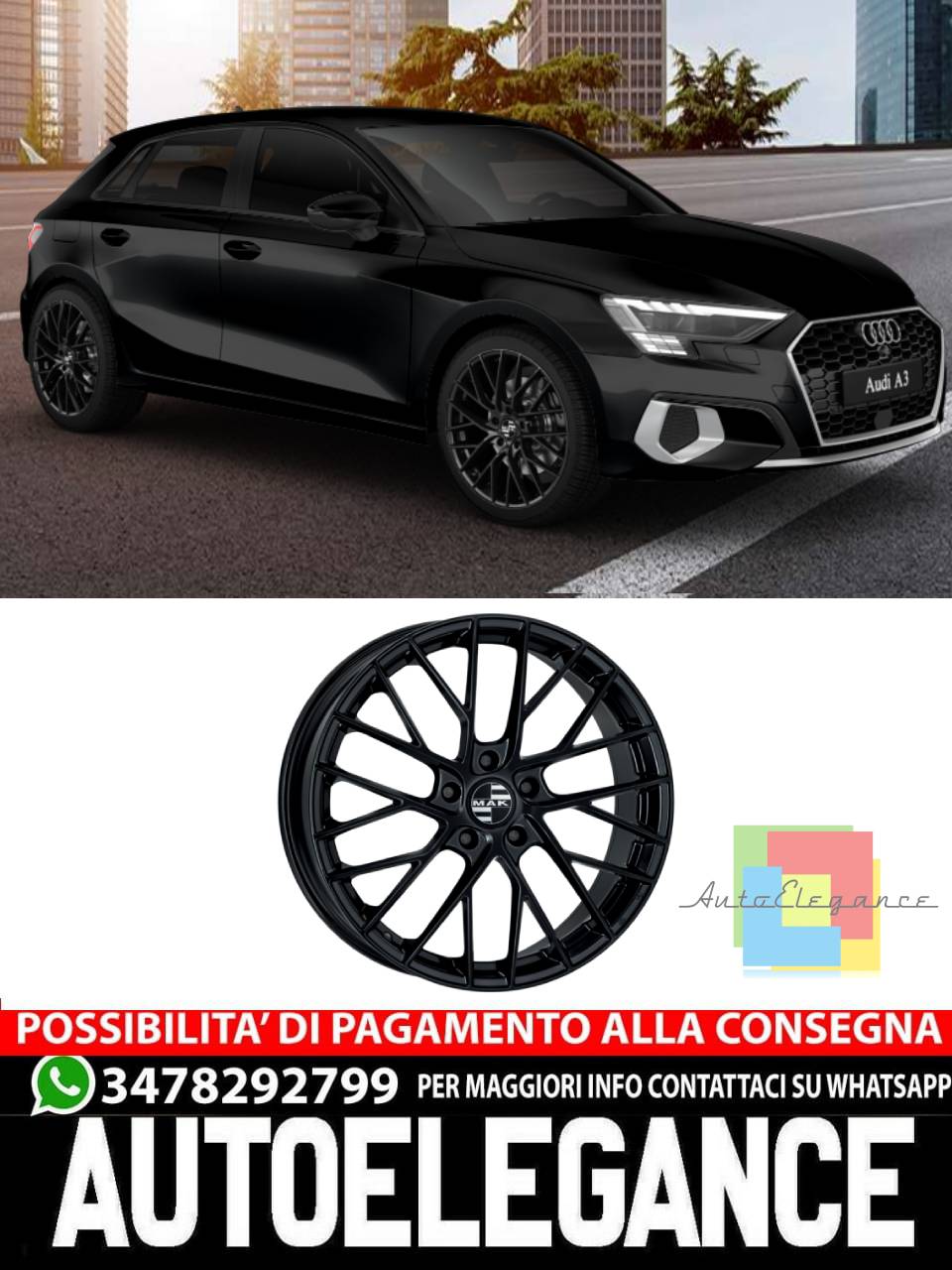 ALLOY WHEEL RIMS 19" 20" Suitable for AUDI A3 MAK MONACO MATT BLACK 