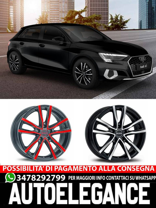 CERCHI CERCHIO IN LEGA 16" 17" 18" Adatto per AUDI A3 MAK MILANO NERO ROSSO