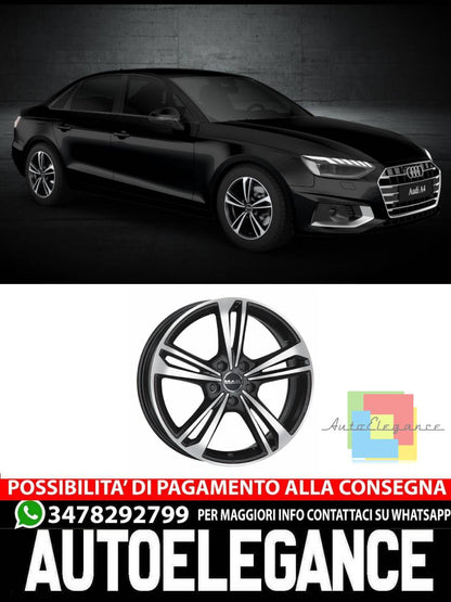 CERCHI CERCHIO IN LEGA 16" 17" 18" Adatto per AUDI A4 MAK EMBLEMA NERO LUCIDO