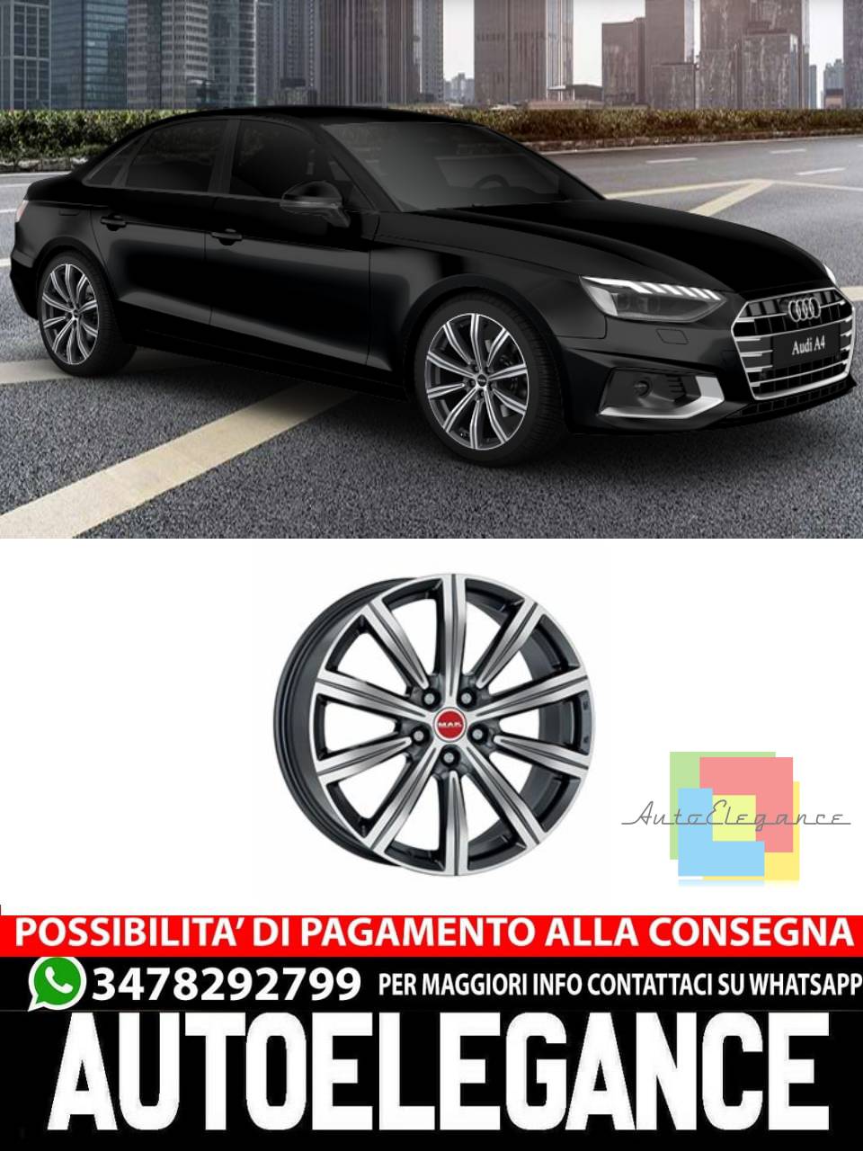 ALLOY WHEEL 20" Suitable for AUDI A4 MAK BIRMINGHAM GLOSS BLACK