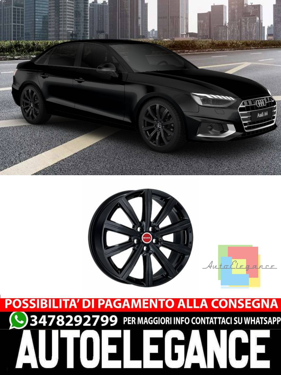 ALLOY WHEEL 20" Suitable for AUDI A4 MAK BIRMINGHAM GLOSS BLACK