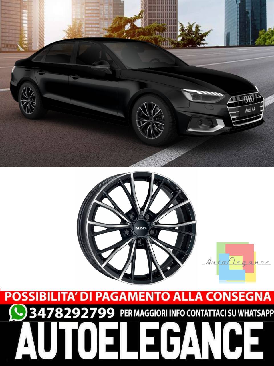 ALLOY WHEEL RIMS 17" 18" Suitable for AUDI A4 MAK MARK BLACK