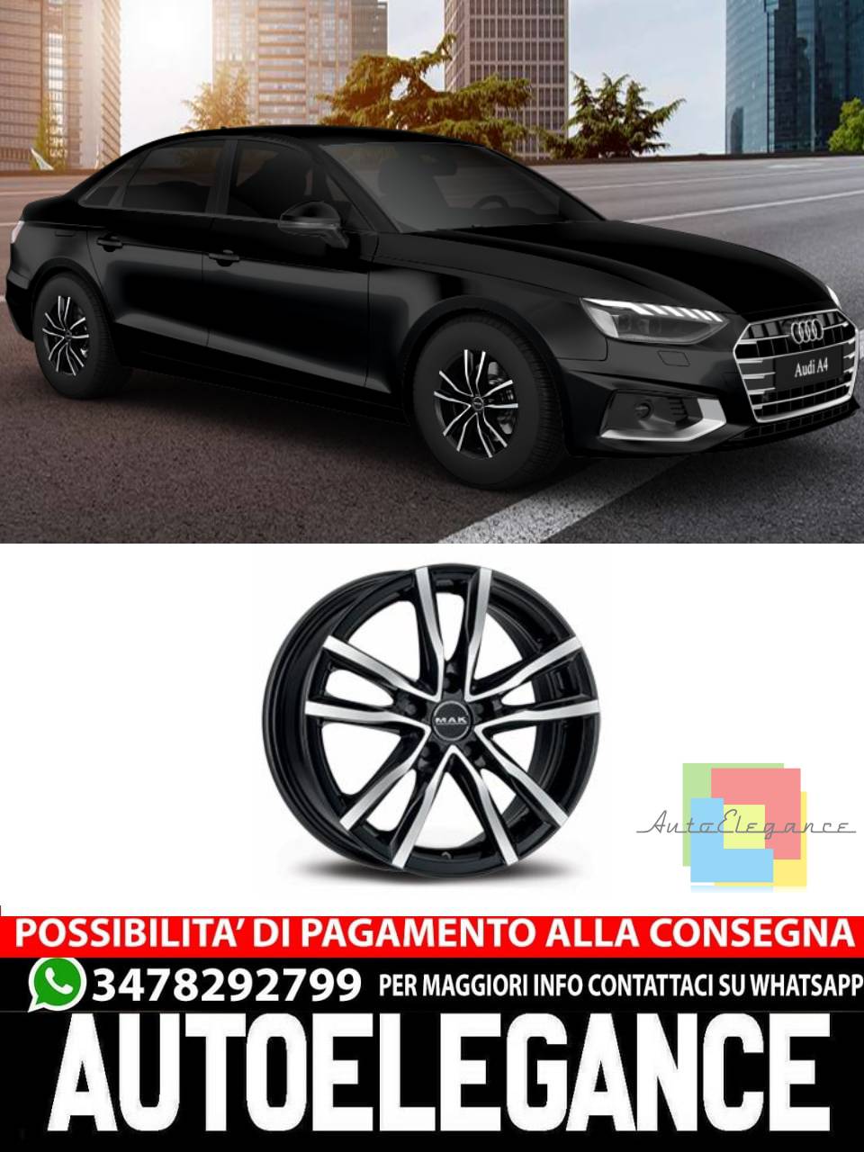 ALLOY WHEEL RIMS 16" 17" 18" Suitable for AUDI A4 MAK MILANO BLACK