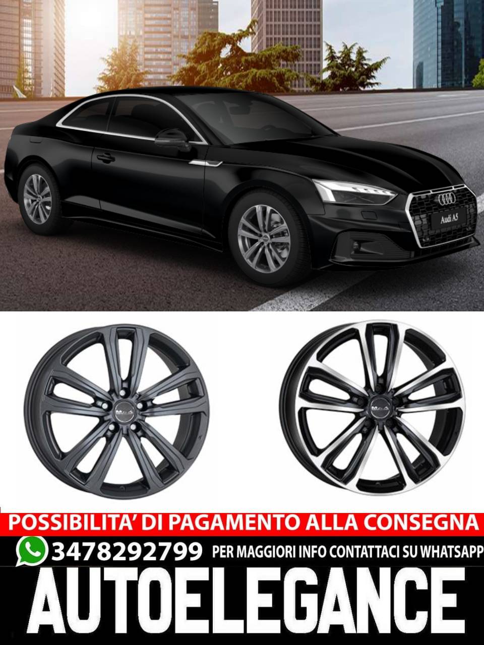 CERCHI CERCHIO IN LEGA 18" 19" Adatto per AUDI A5 MAK MAGMA NERO TITANIO