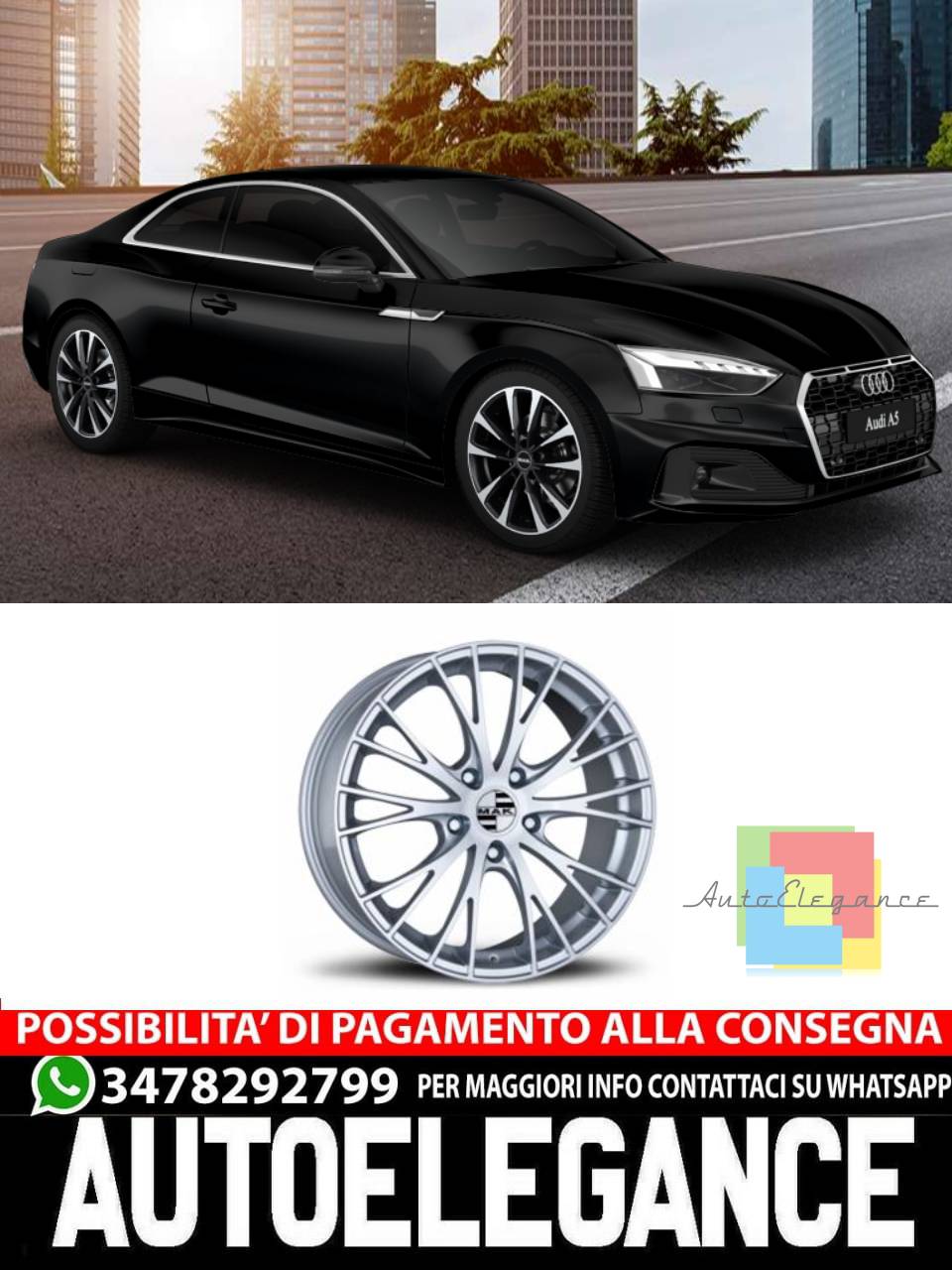 CERCHI CERCHIO IN LEGA 18" 19" 20" Adatto per AUDI A5 MAK RENNEN SILVER