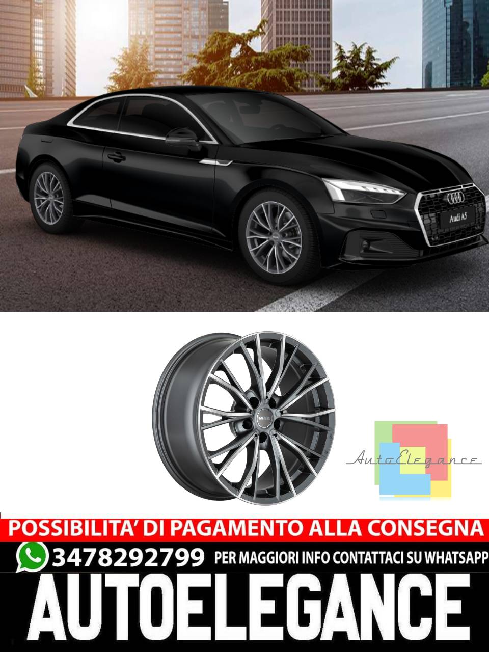 CERCHI CERCHIO IN LEGA 17" Adatto per AUDI A5 MAK MARK NERO