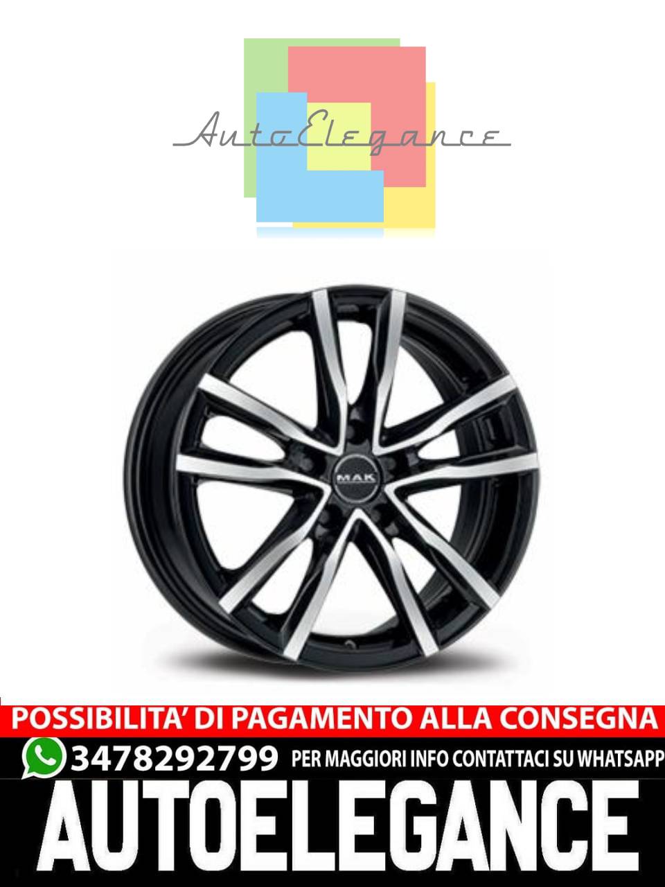 CERCHI CERCHIO IN LEGA 17" 18" 19" Adatto per AUDI A5 MAK MILANO NERO