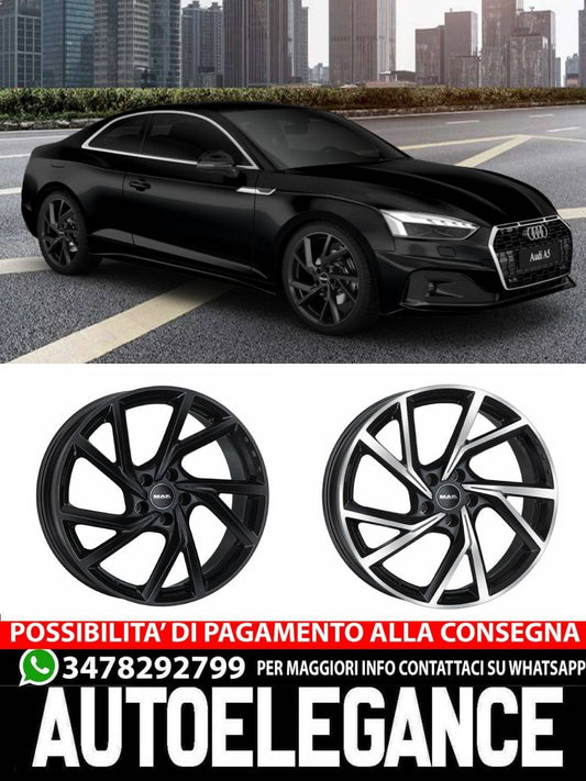 CERCHI CERCHIO IN LEGA 17" 18" 19" 20" Adatto per AUDI A5 MAK KASSEL NERO LUCIDO