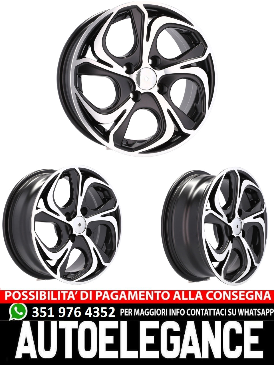 CERCHI CERCHIO IN LEGA 16" Adatto per VW CHEVROLET CITROEN DACIA DAEWOO DAIHATSU FIAT HONDA HYUNDAI KIA LADA MAZDA MERCEDES