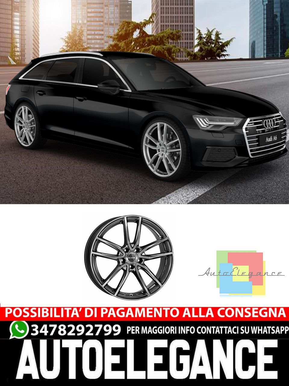 CERCHI CERCHIO IN LEGA 17" 18" 19" 20" 21" Adatto per AUDI A6 MAK EVO NERO