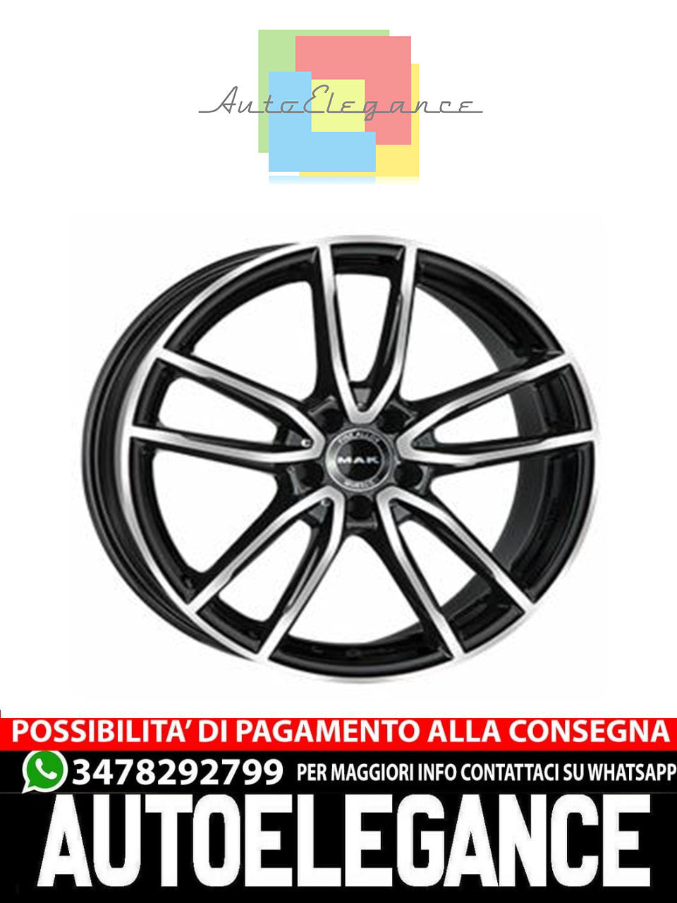 CERCHI CERCHIO IN LEGA 18" 20" Adatto per AUDI A5 MAK EVO NERO