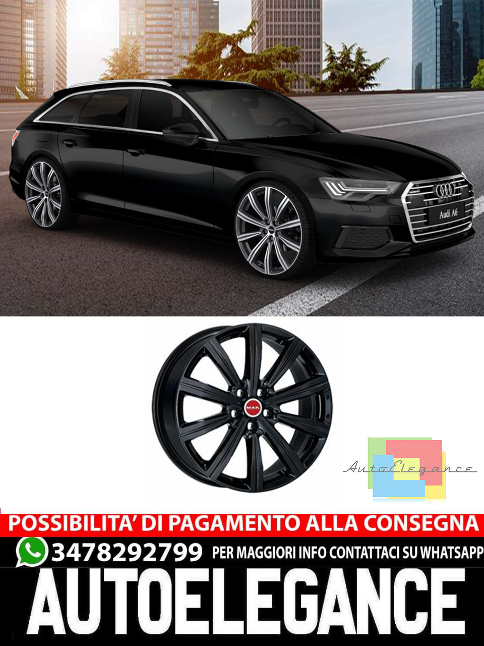 CERCHI CERCHIO IN LEGA 19" 20" 21" Adatto per AUDI A6 MAK BIRMINGHAM NERO