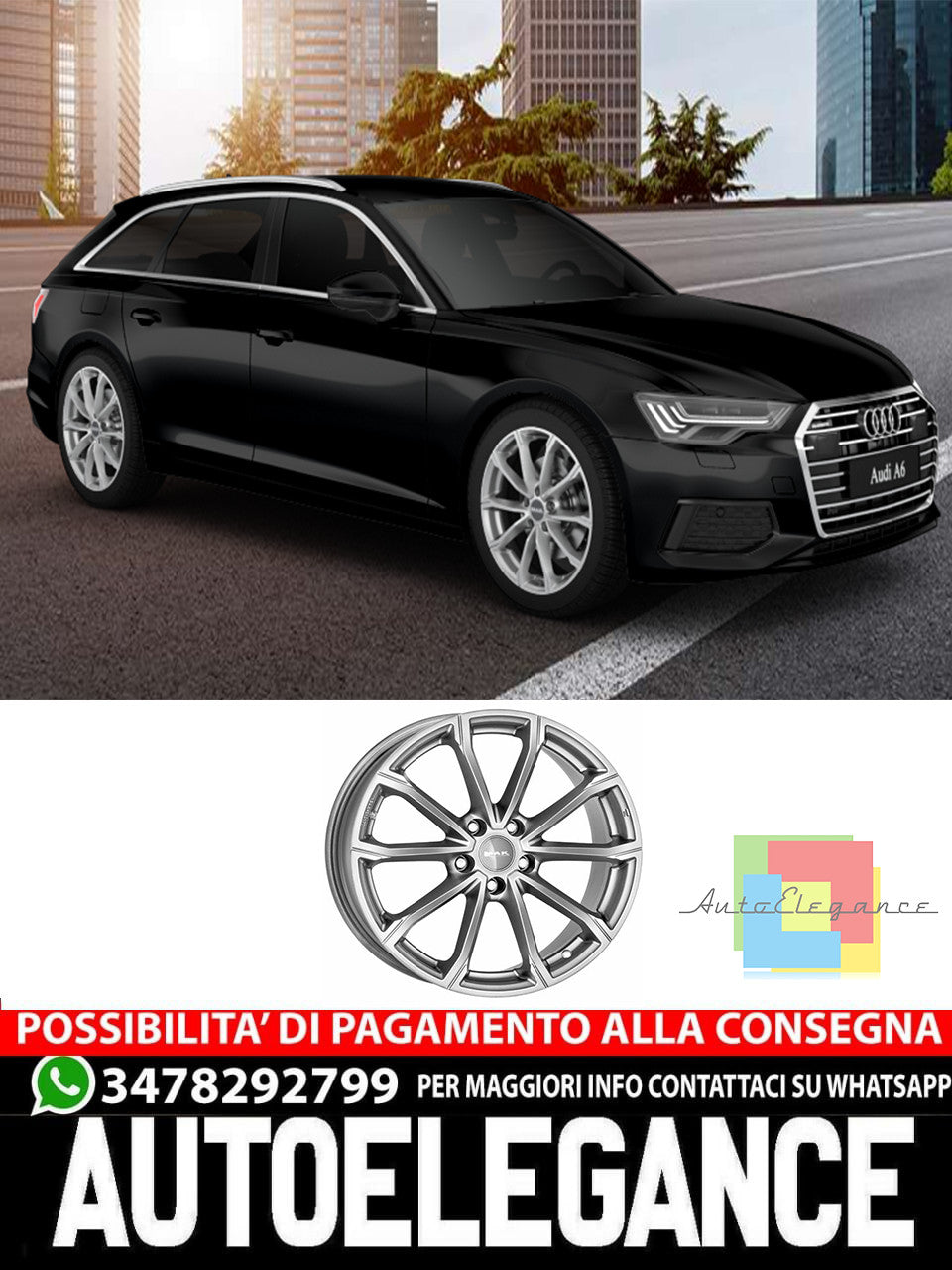 CERCHI CERCHIO IN LEGA 17" 18" 19" Adatto per AUDI A6 MAK DAVINCI NERO LUCIDO