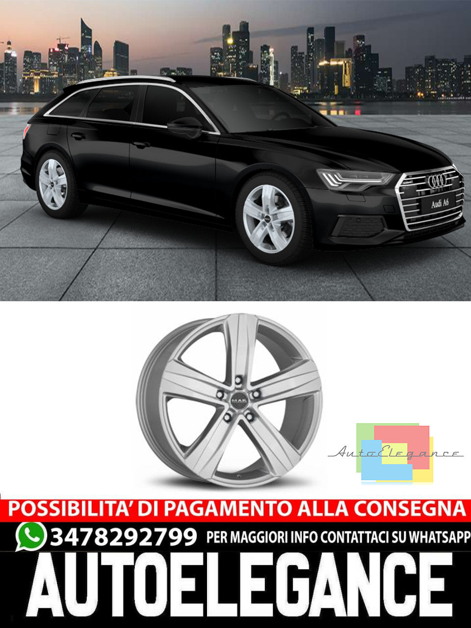 18" ALLOY WHEEL RIMS Suitable for AUDI A6 MAK STONE-5 SILVER