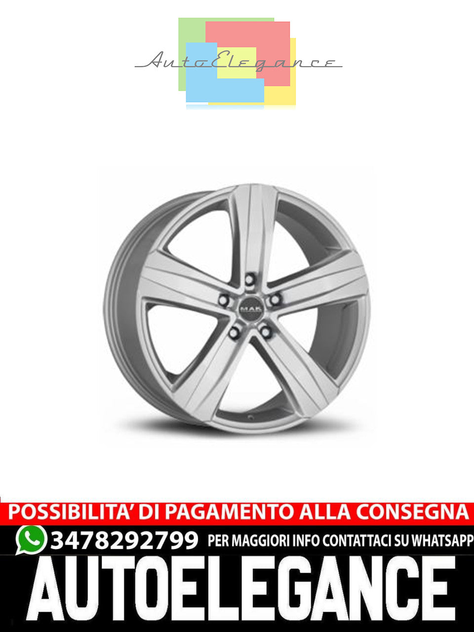 18" ALLOY WHEEL RIMS Suitable for AUDI A6 MAK STONE-5 SILVER