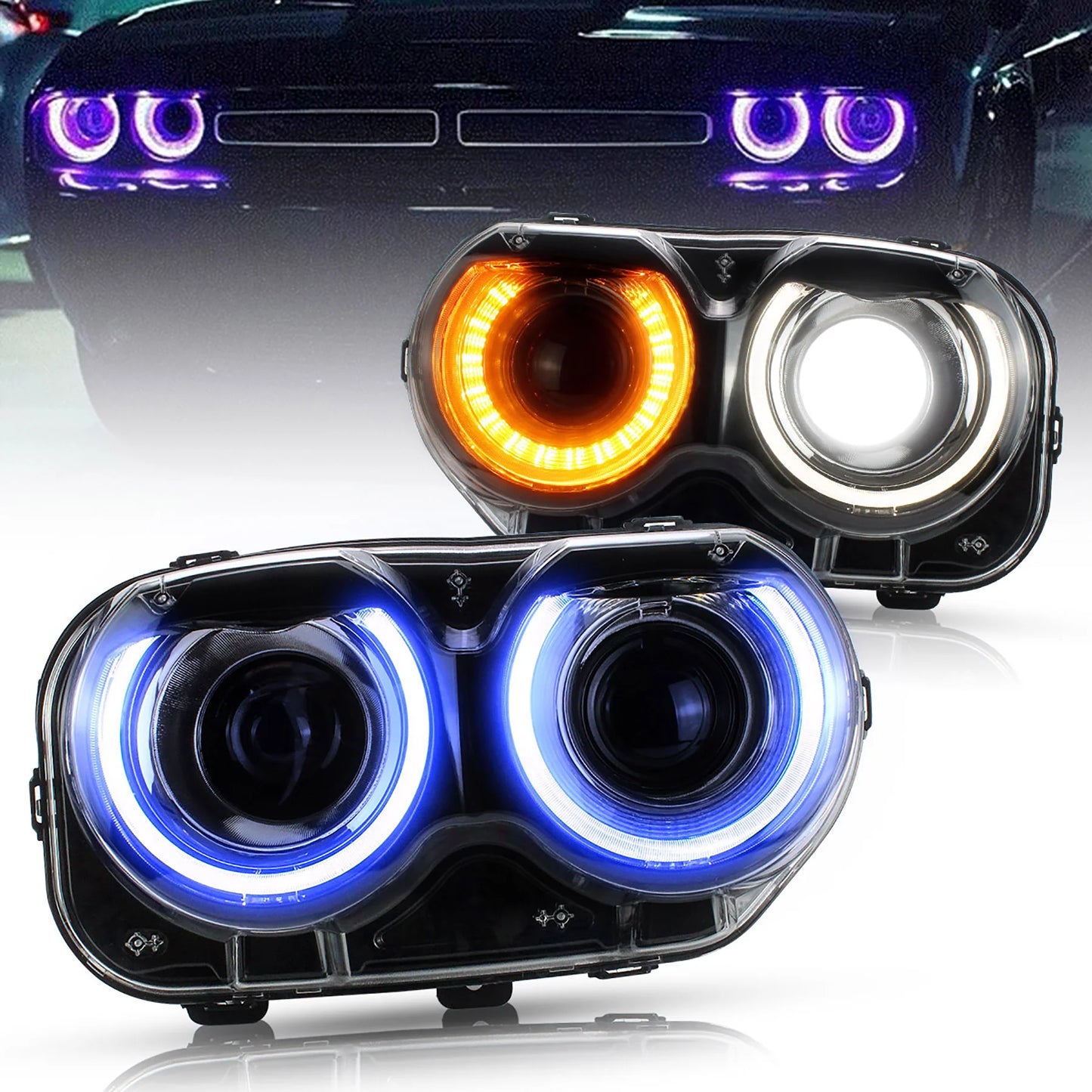 Fari LED RGB per Dodge Challenger 2015-2019 (lampadine non incluse)