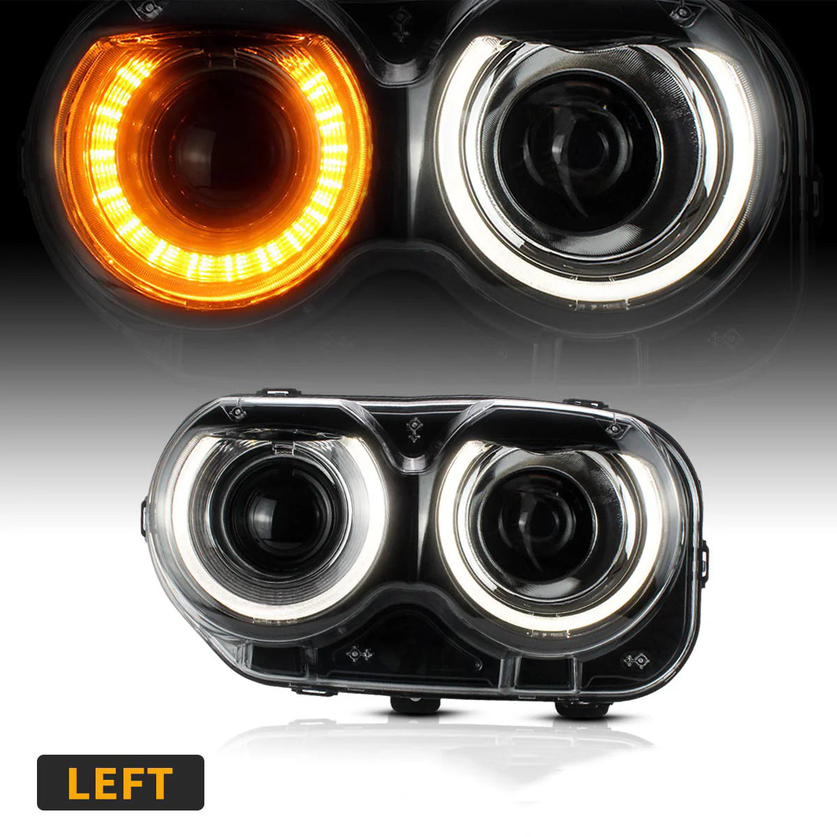 Fari LED Dual Beam/RGB per Dodge Challenger 2015-2019 (lampadine non incluse)