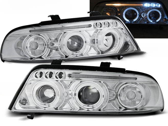 FARI ANTERIORI ANGEL EYES CROMATI ADATTI per AUDI A4 01.99-09.00