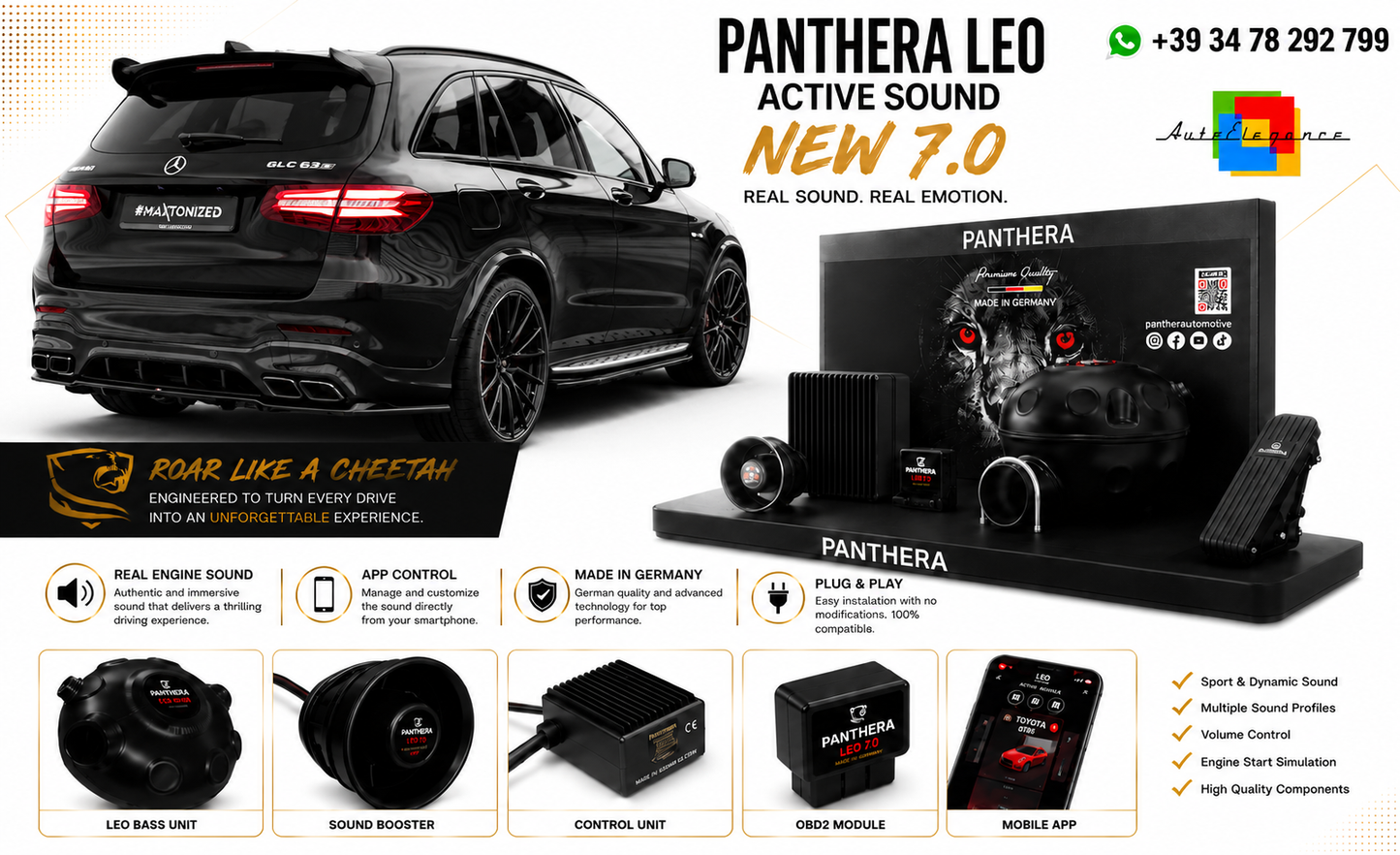 💕ART.2672 PANTHERA Soundsystem Booster 7.0-Mercedes-AMG GLC 63 SUV X253💕