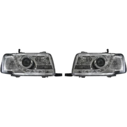 ⭐LED Headlight Set DAYLINE 91-94 CLEAR GLASS CHROME Suitable For Audi 80 B4⭐