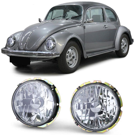 Coppia Fari Anteriori H4 Cromati per VW Maggiolino (Beetle) e Cabriolet