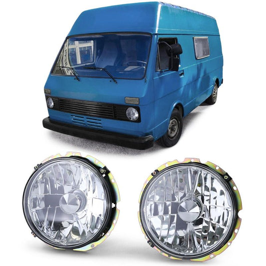Coppia Fari Anteriori H4 Cromati per VW LT 28 / 35 / 40 / 45 (1975-1985)